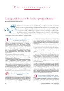 Dix questions sur le secret professionnel V