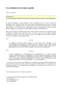 II La r&eacute;alisation de la valeur ajout&eacute;e Valeur ajout&eacute;e