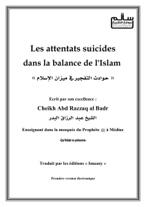 Les attentats suicides dans la balance de l'Islam