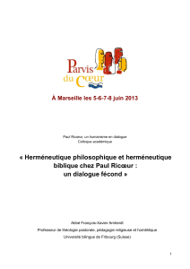 « Herméneutique philosophique et herméneutique biblique chez Paul Ricœur :