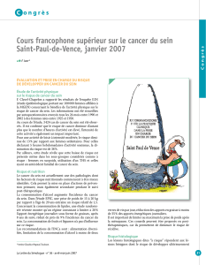Cours francophone supérieur sur le cancer du sein Saint-Paul-de-Vence, janvier 2007 C