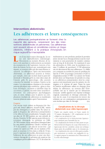 Les adhérences et leurs conséquences Interventions abdominales