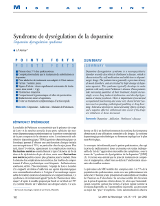 Syndrome de dysrégulation de la dopamine M Dopamine dysregulation syndrome