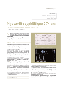 N Myocardite syphilitique à 74 ans Cas CLiniQue Mots-clés