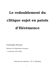 Le redoublement du clitique sujet en patois d’Hérémence Christophe Morand