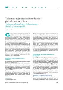 G Traitement adjuvant du cancer du sein : place des anthracyclines