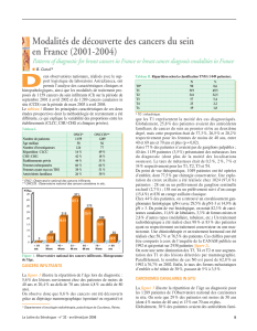 D Modalités de découverte des cancers du sein en France (2001-2004)
