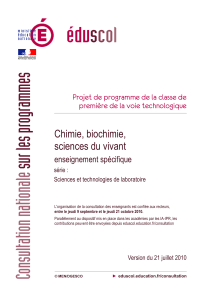 Projet de programme de chimie, biochimie, sciences du vivant, série STL (PDF-130.02 Ko-Nouvelle fenêtre)