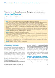 Cancers bronchopulmonaires d’origine professionnelle Occupational lung cancers D