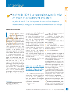 Interview Intérêt de l’IDR à la tuberculine avant la mise α