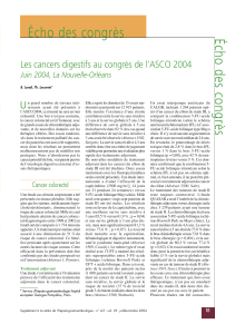 Écho des congrès Les cancers digestifs au congrès de l’ASCO 2004 U