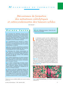 Mécanismes de formation des métastases ostéolytiques et ostéocondensantes des tumeurs solides M