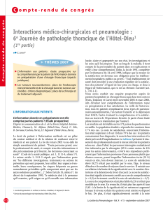 Interactions médico-chirurgicales et pneumologie : 6 Journée de pathologie thoracique de l’Hôtel-Dieu c