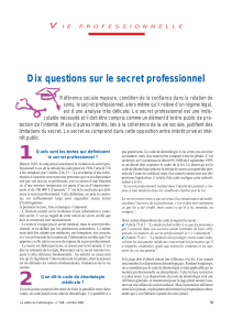 Dix questions sur le secret professionnel V