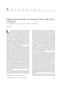 L Hypertension artérielle : le concept de norme cède le pas