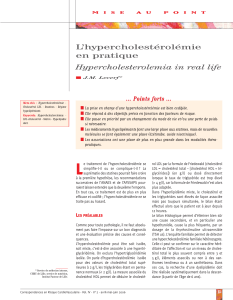 L’hypercholestérolémie en pratique Hypercholesterolemia in real life m
