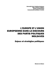 L'EUROPE ET L'UNION EUROPÉENNE DANS LE DISCOURS DES PARTIS POLITIQUES MOLDAVES : Enjeux et stratégies politiques
