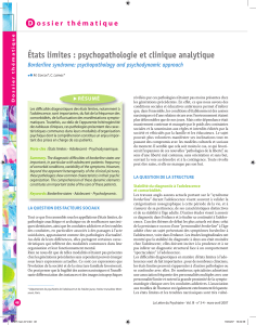 États limites : psychopathologie et clinique analytique D