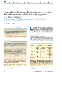 La stimulation du noyau subthalamique dans la maladie