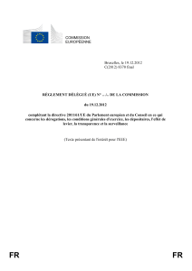Commission européenne, règlement délégué du 19 décembre 2012