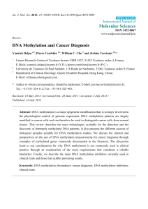 Molecular Sciences DNA Methylation and Cancer Diagnosis International Journal of