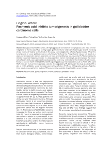 Original Article Pachymic acid inhibits tumorigenesis in gallbladder carcinoma cells