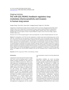 Original Article The miR-101/RUNX1 feedback regulatory loop modulates chemo-sensitivity and invasion