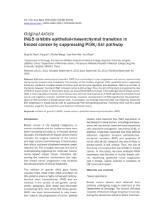 Original Article ING5 inhibits epithelial-mesenchymal transition in