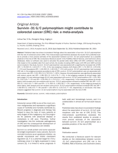 Original Article Survivin -31 G/C polymorphism might contribute to