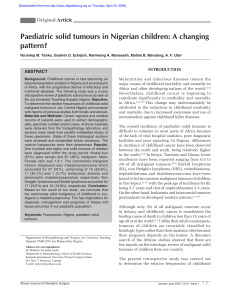 Paediatric solid tumours in Nigerian children: A changing pattern? Original Article