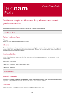 CentreCnamParis Certificat de compétence Mercatique des produits et des services de PRÉSENTATION