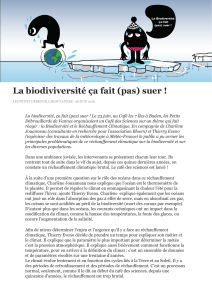 La biodiviversité ça fait (pas) suer !