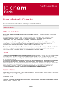 CentreCnamParis Licence professionnelle Web analytics PRÉSENTATION Publics / conditions d'accès