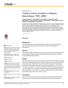 Trends in Cancer Incidence in Maputo, Mozambique, 1991–2008