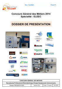 DOSSIER DE PRESENTATION  Concours Général des Métiers 2014 Spécialité : ELEEC