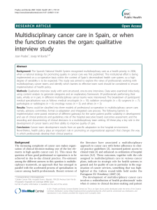 Multidisciplinary cancer care in Spain, or when interview study