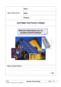 / 20 SYSTEME PHOTOVOLTAÏQUE Mesures électriques sur un système photovoltaïque