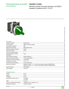 XB4BK123M5 Fiche technique du produit Harmony bouton tournant lumineux vert Ø22 à