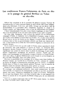 Les conférences Franco-Valaisannes de Paris en 1810