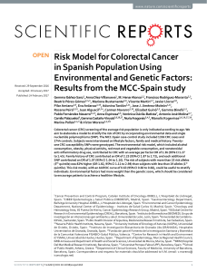 Risk Model for Colorectal Cancer in Spanish Population Using