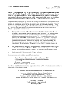 Guinée : Consultations de 2011 au titre de l'article IV et demande d'un accord triennal au titre de la Facilité élargie de crédit et d'une aide intérimaire supplémentaire dans le cadre de l'Initiative renforcée en faveur des pays pauvres très endettés--Rapport des services du FMI; note d'information au public et communiqué de presse sur les débats du Conseil d'administration; et déclaration de l'Administrateur pour la Guinée; Rapport du FMI No. 12/63; 13 février 2012