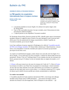 Bulletin du FMI Le FMI appelle à la coopération