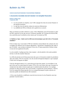 Bulletin du FMI L’économie mondiale devrait résister à la tempête financière