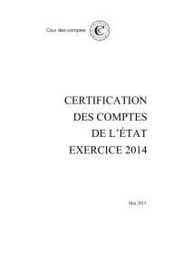 Télécharger Certification des comptes de l'Etat - Exercice 2014 au format PDF, poids 2.04 Mo