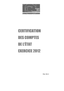 Télécharger Certification des comptes de l'Etat - Exercice 2012 au format PDF, poids 1.32 Mo