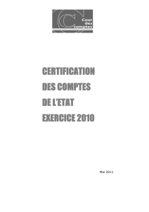 Télécharger Certification des comptes de l'Etat - Exercice 2010 au format PDF, poids 300.22 Ko