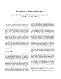 Feedback-directed Random Test Generation Carlos Pacheco , Shuvendu K. Lahiri