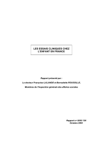 Télécharger Les essais cliniques chez l'enfant en France au format PDF, poids 949.15 Ko