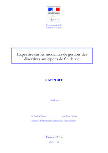 Expertise sur les modalités de gestion des RAPPORT - Octobre 2015 -