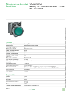 XB4BW33G5 Fiche technique du produit vert - Ø22 - 110VAC